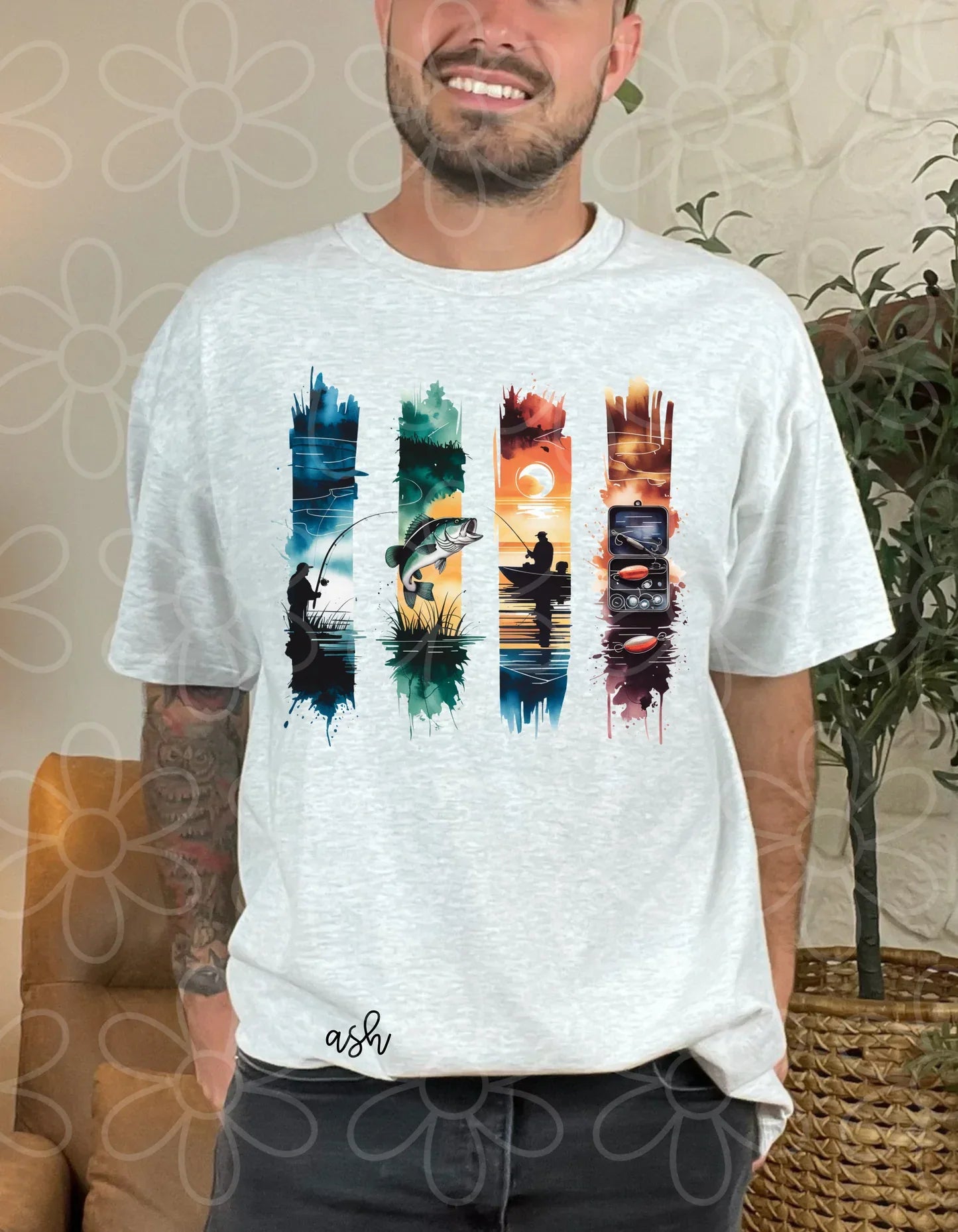 Fishing Brushstroke Tee - The Hippie Nest Boutique