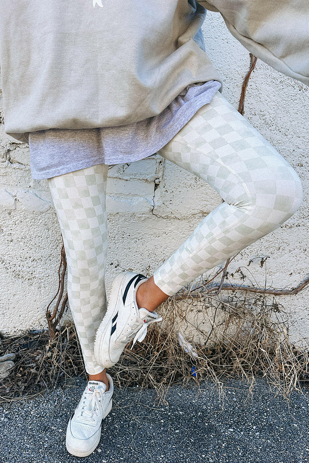 Checkered Pattern High Waist Skinny Leggings