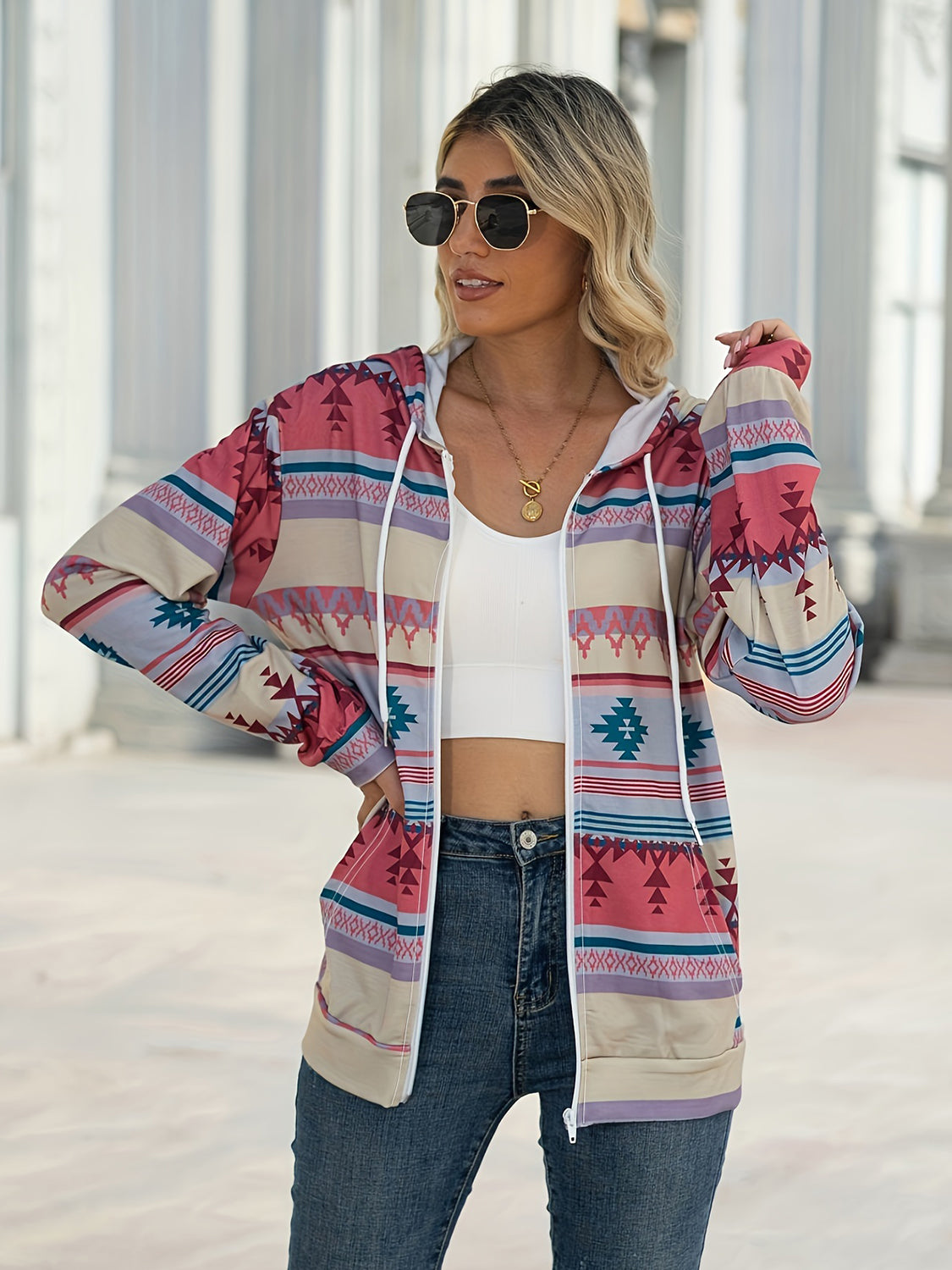 Geometric Hooded Jacket