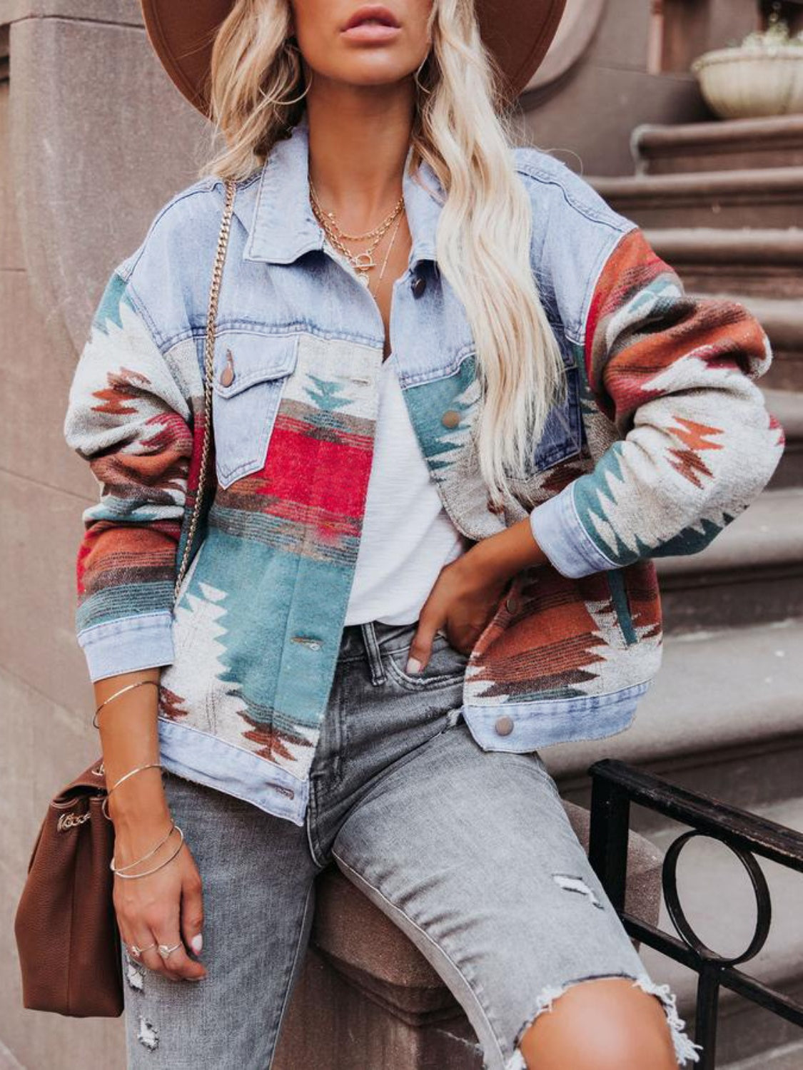 Geometric Denim Jacket