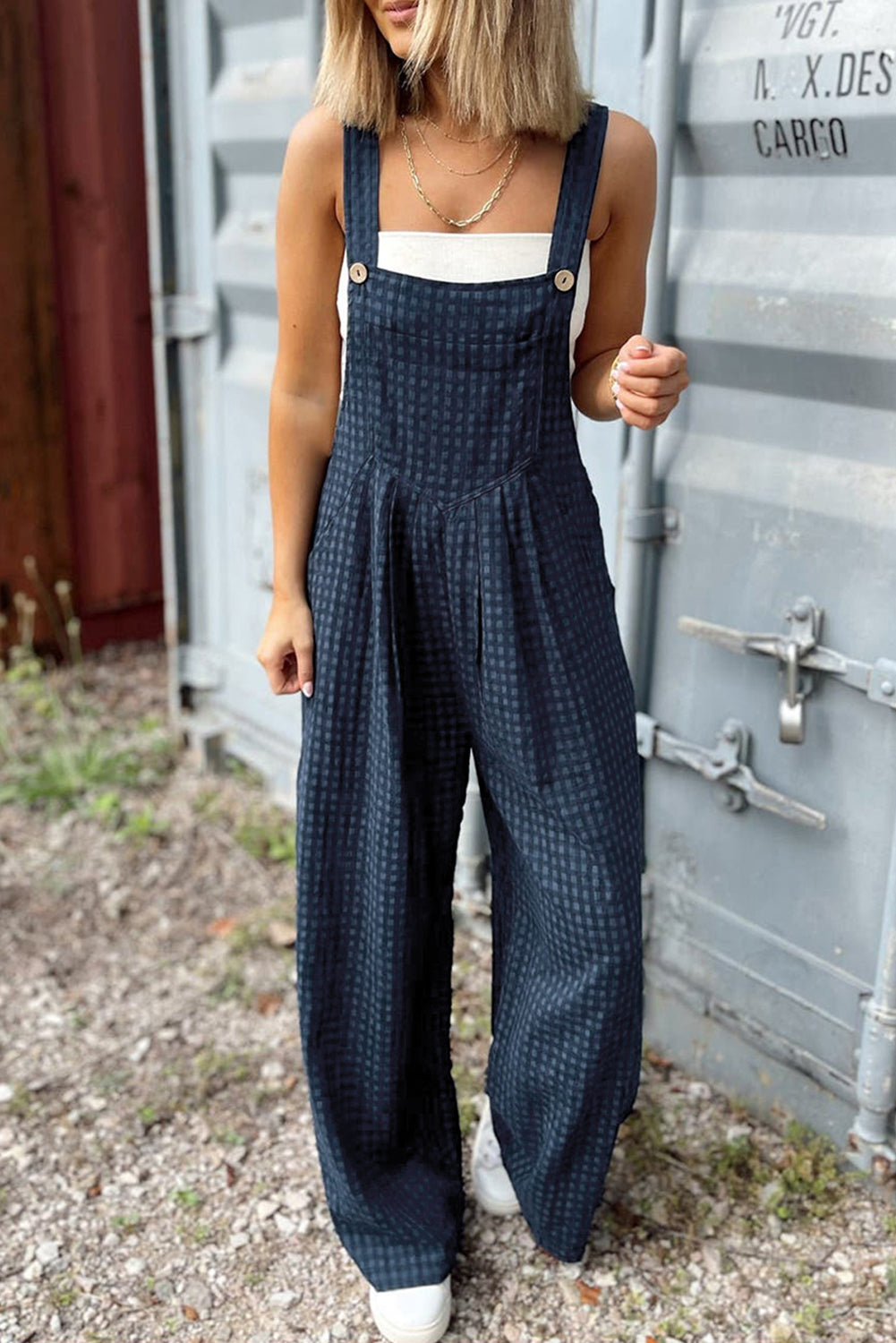 Plaid Print High Waist Overall