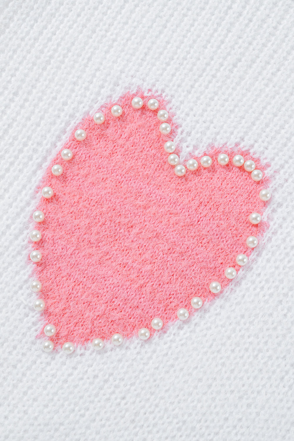 Heart Pattern Fuzzy Sweater