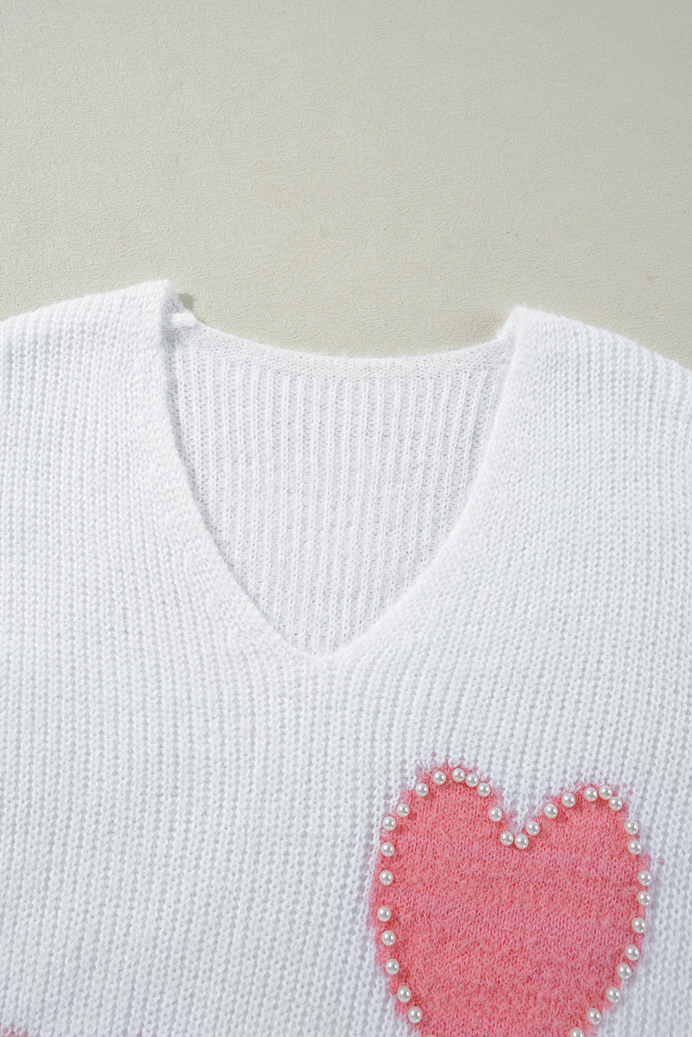 Heart Pattern Fuzzy Sweater