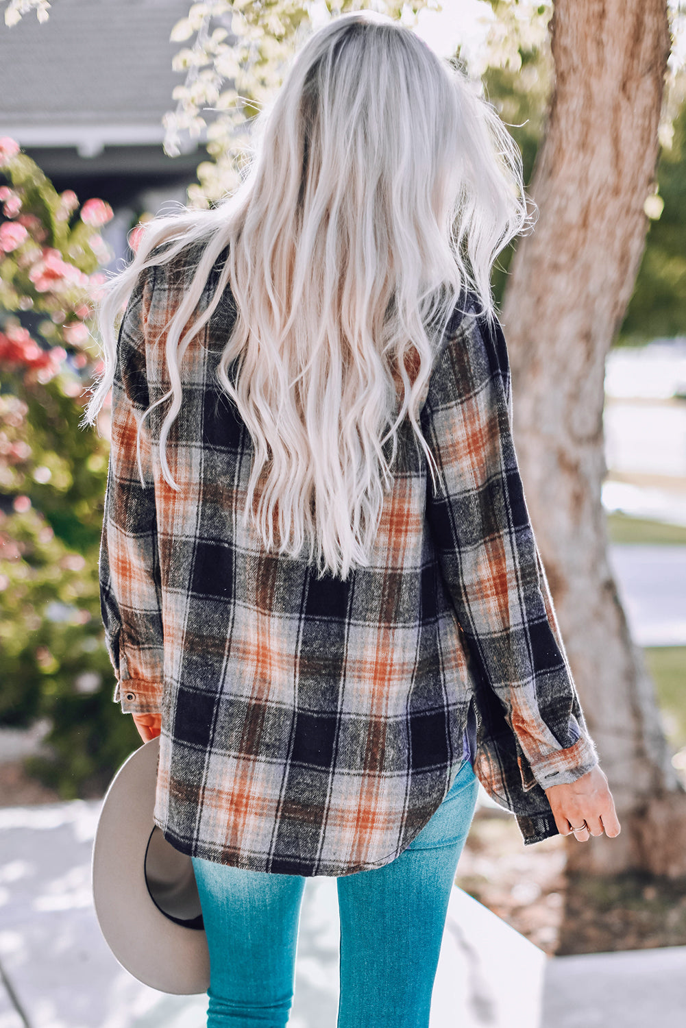 Oversize Plaid Shacket with Slits