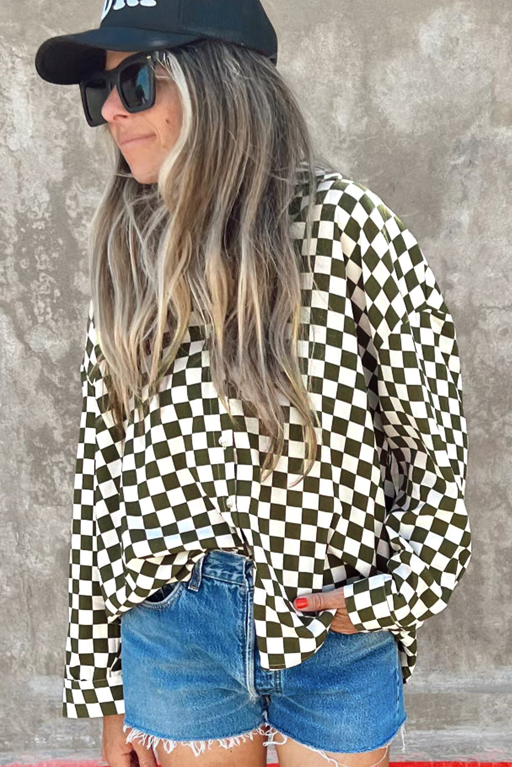 Checkerboard Loose Casual Shirt