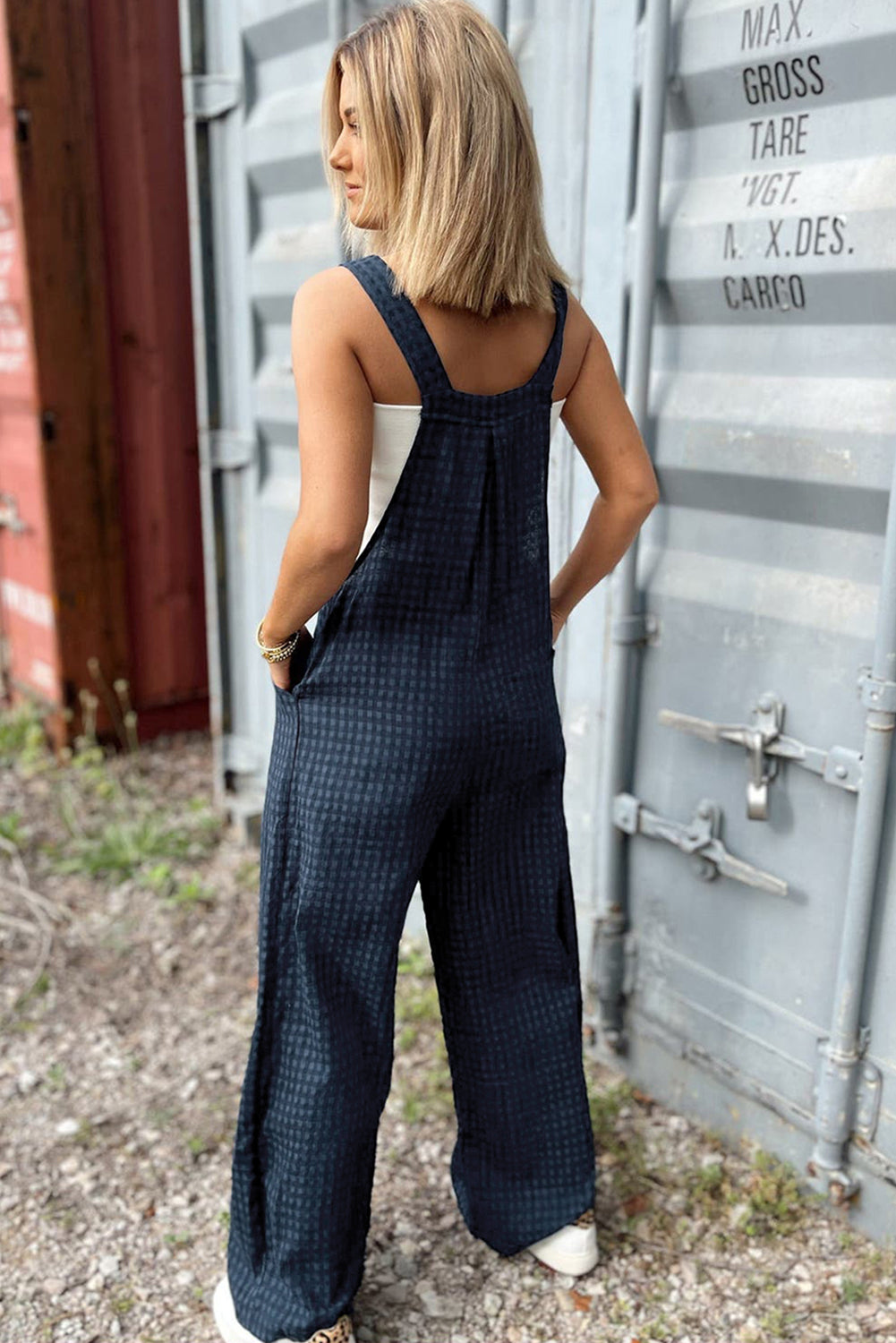 Plaid Print High Waist Overall