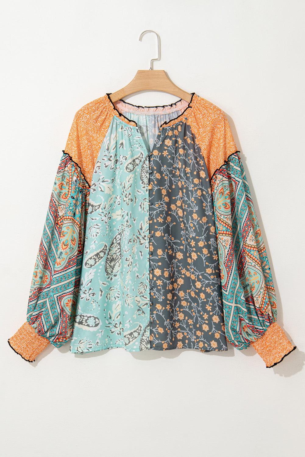 Floral Patchwork Plus Size Blouse