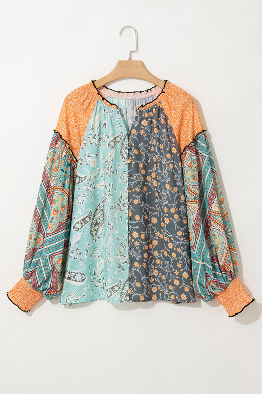 Floral Patchwork Plus Size Blouse