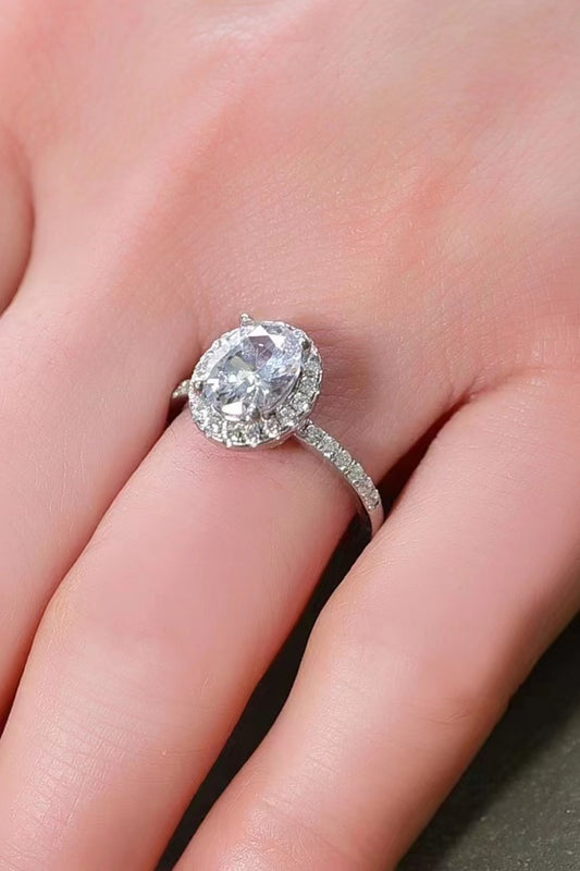 Moissanite Platinum-Plated Ring 2 Carat