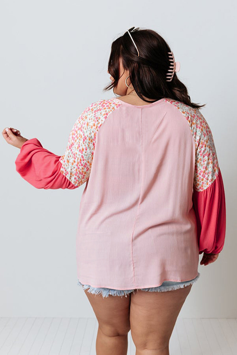 Contrast Floral Patchwork Blouse