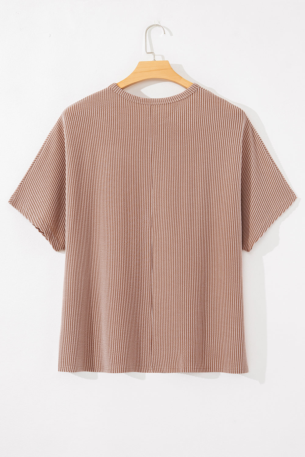 Ribbed Striped Crew Neck Knit T Shirt