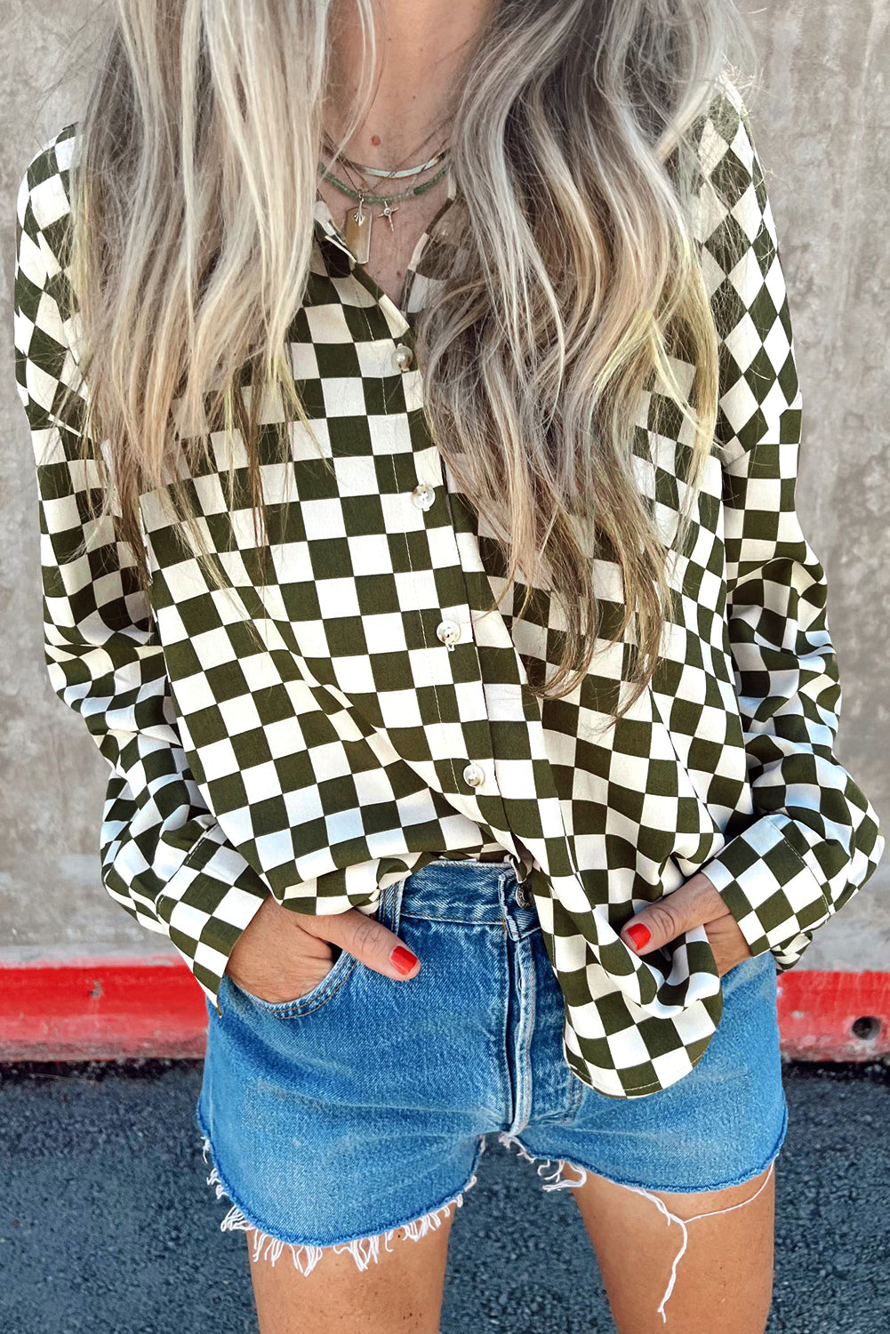 Checkerboard Loose Casual Shirt