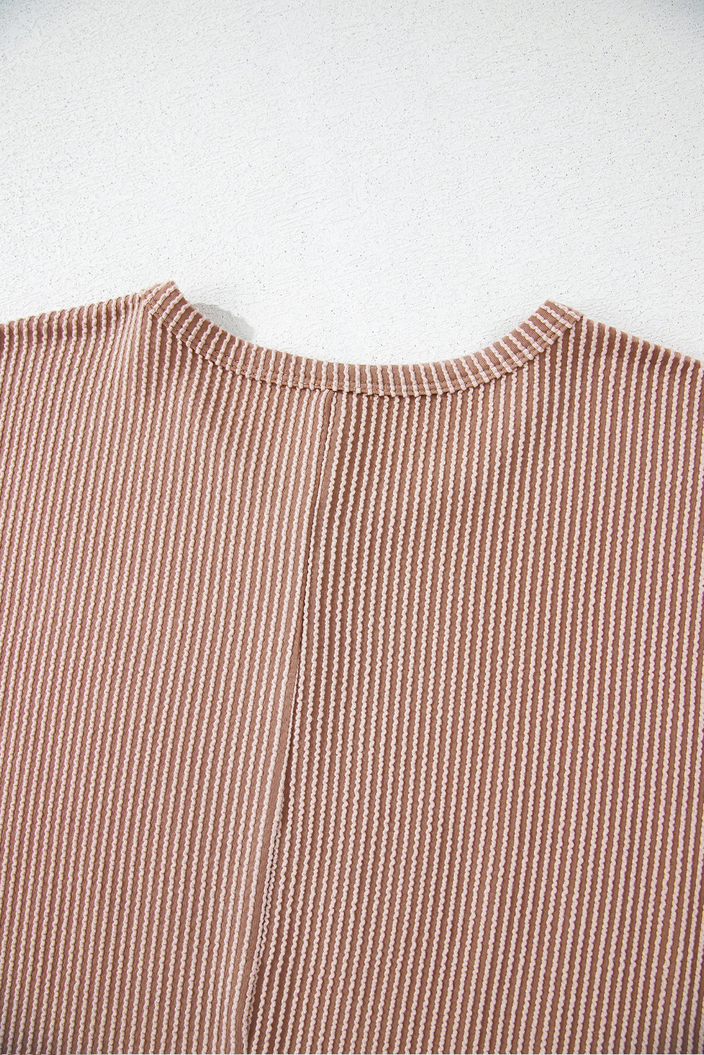 Ribbed Striped Crew Neck Knit T Shirt