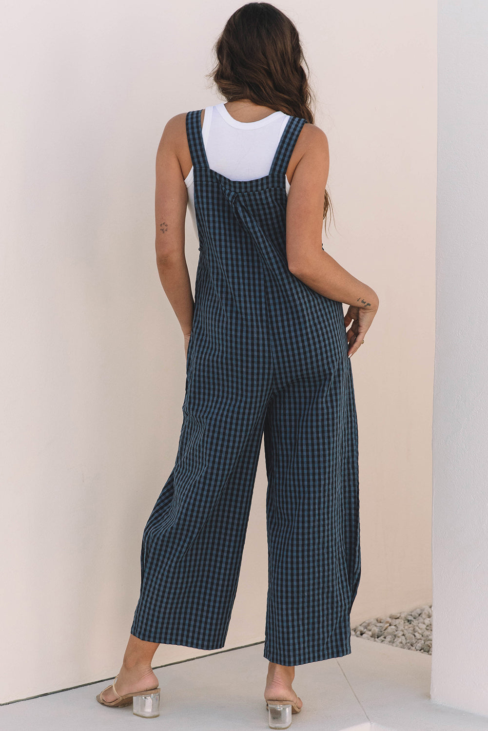 Plaid Print High Waist Overall