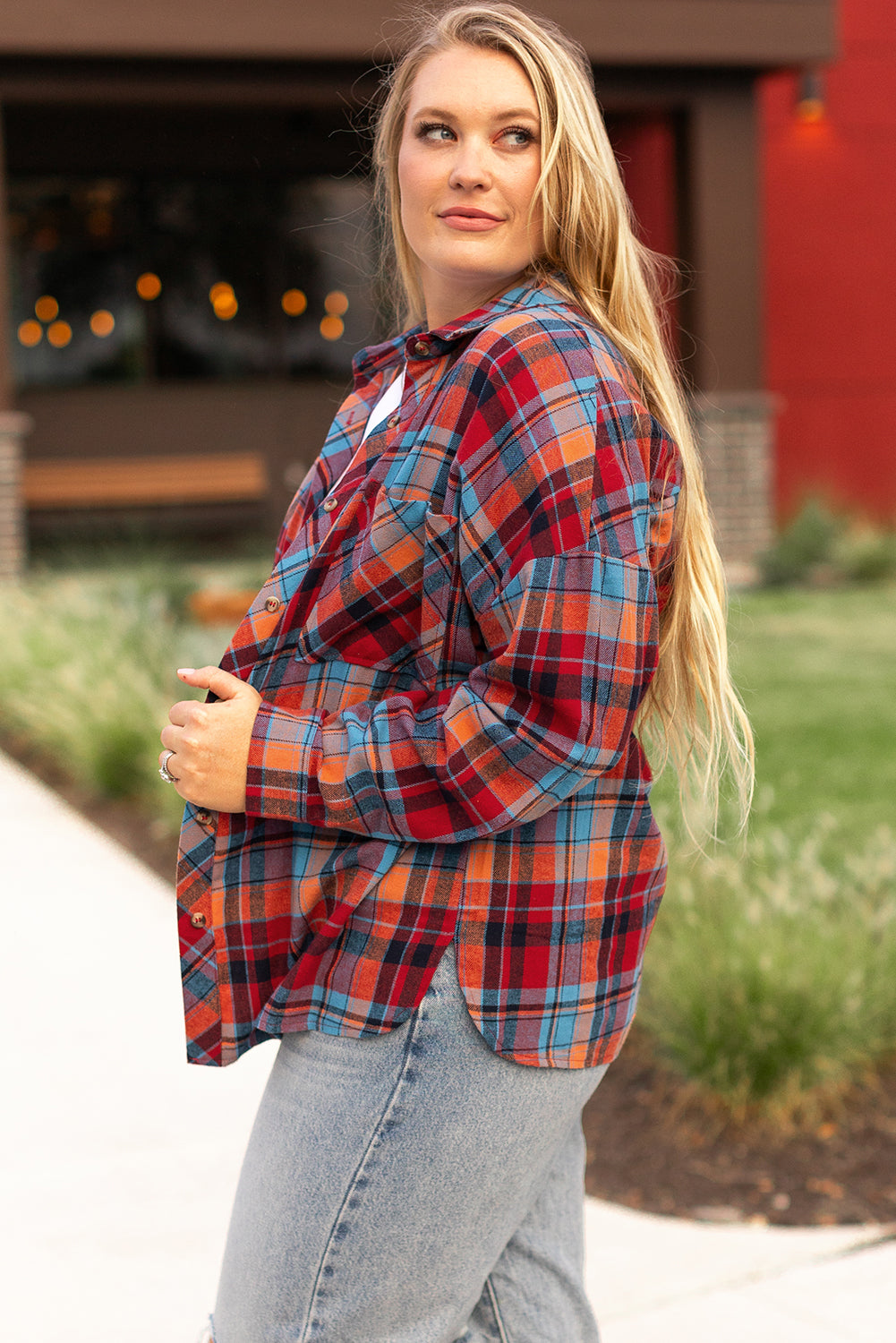 Plaid Print Buttoned Shirt