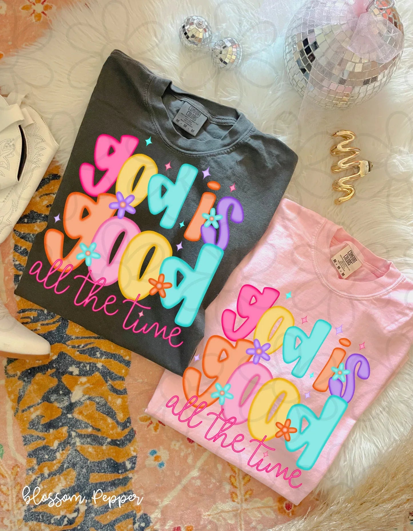 Colorful Flowers God Is Good All The Time Tee - The Hippie Nest Boutique