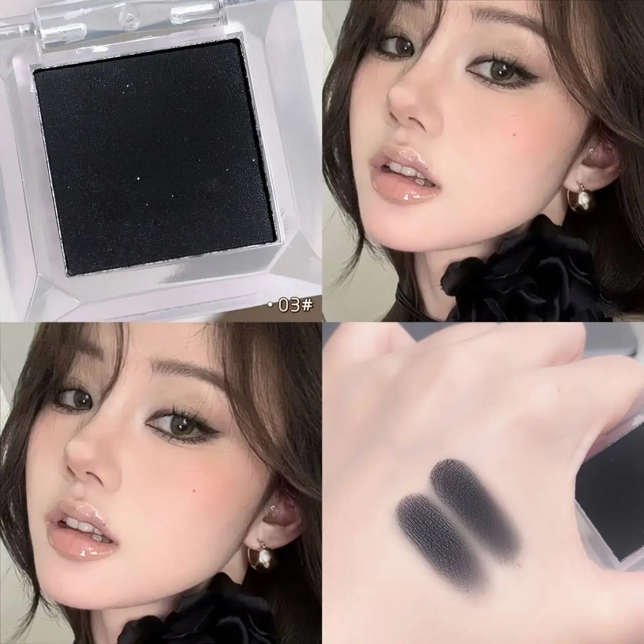 Long-Lasting Matte White and Smoky Black Eyeshadow Palette
