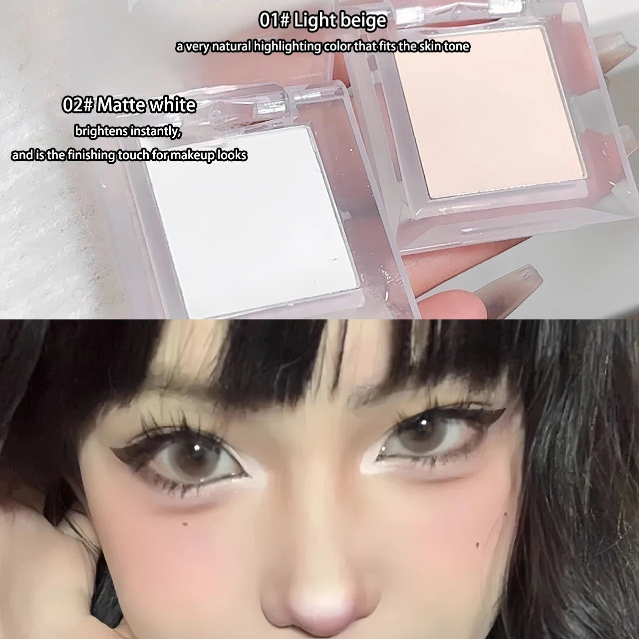 Long-Lasting Matte White and Smoky Black Eyeshadow Palette