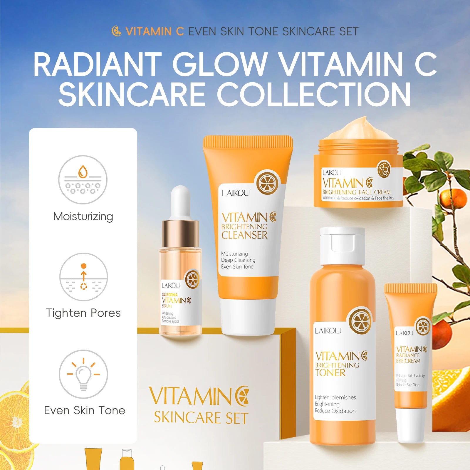 Vitamin C Skincare Set Brightening 5Pcs Kit