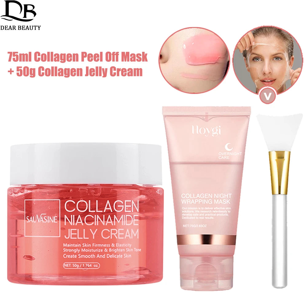 Collagen Peel-off Face Mask Night Wrapping Mask +  Collagen Jelly Cream