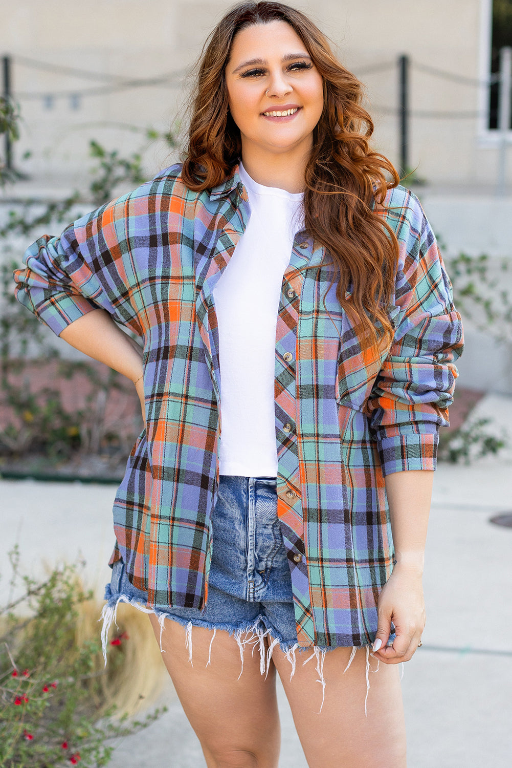 Plaid Print Buttoned Shirt