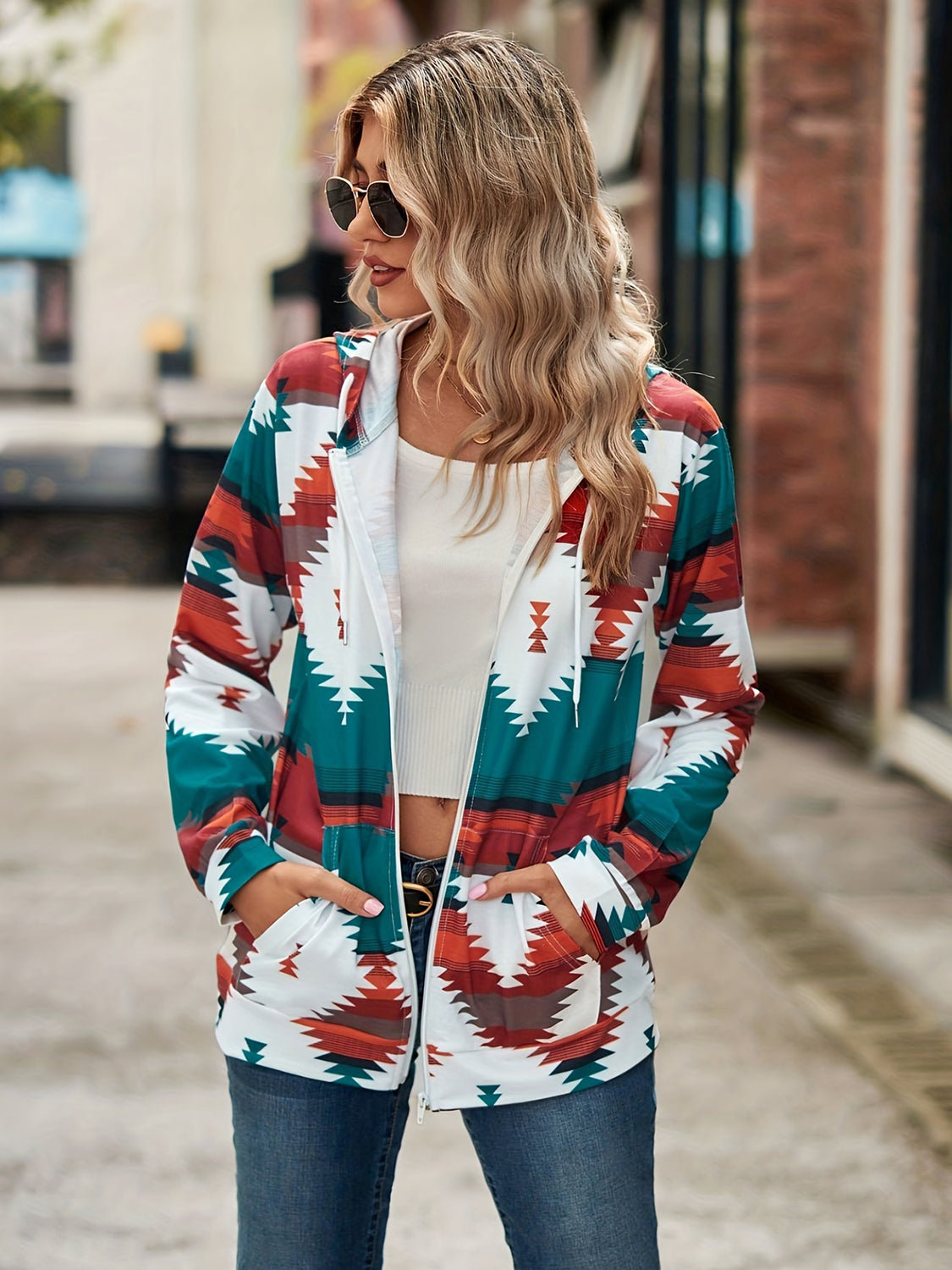 Geometric Hooded Jacket