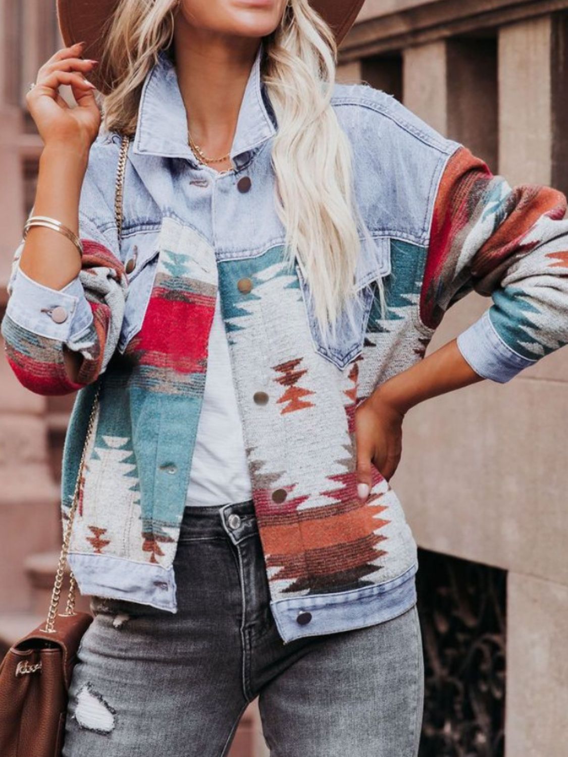 Geometric Denim Jacket