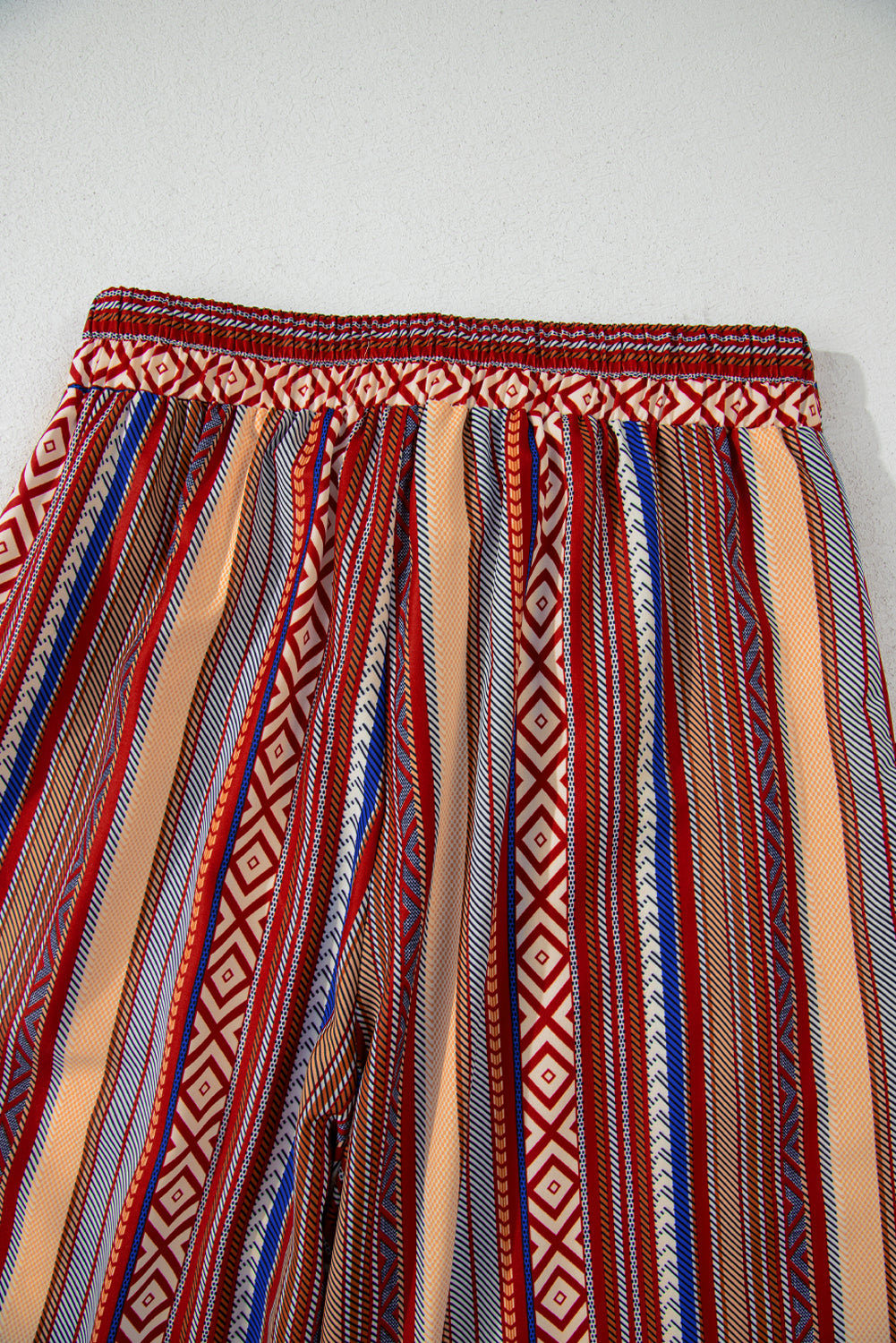 Boho Ethnic Striped Print Tie Waist Wide Leg Pants