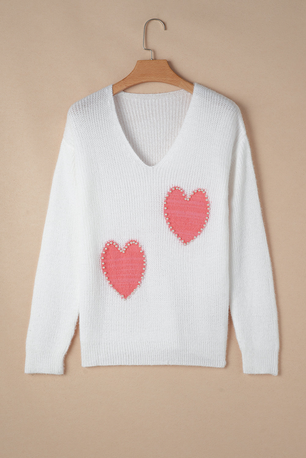 Heart Pattern Fuzzy Sweater