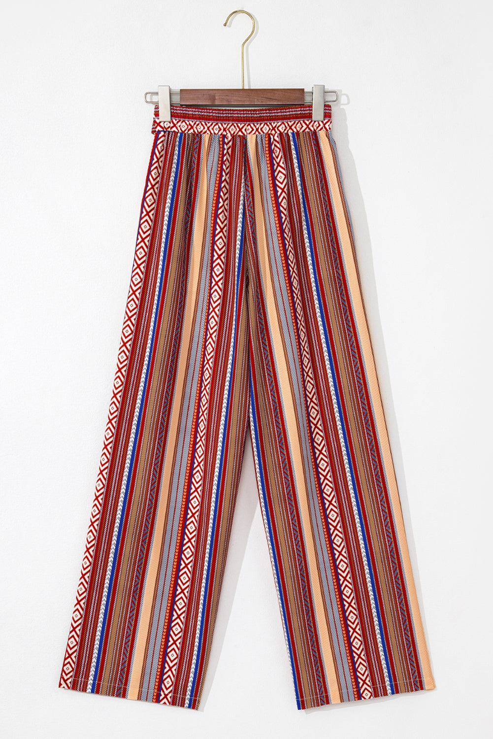 Boho Ethnic Striped Print Tie Waist Wide Leg Pants