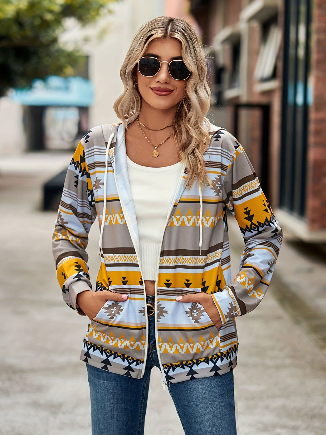 Geometric Hooded Jacket