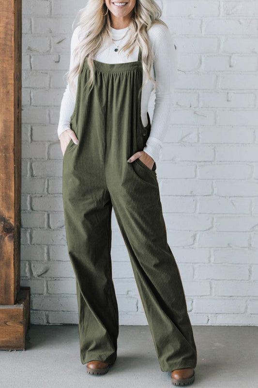 Pocketed Loose Fit Corduroy Overall