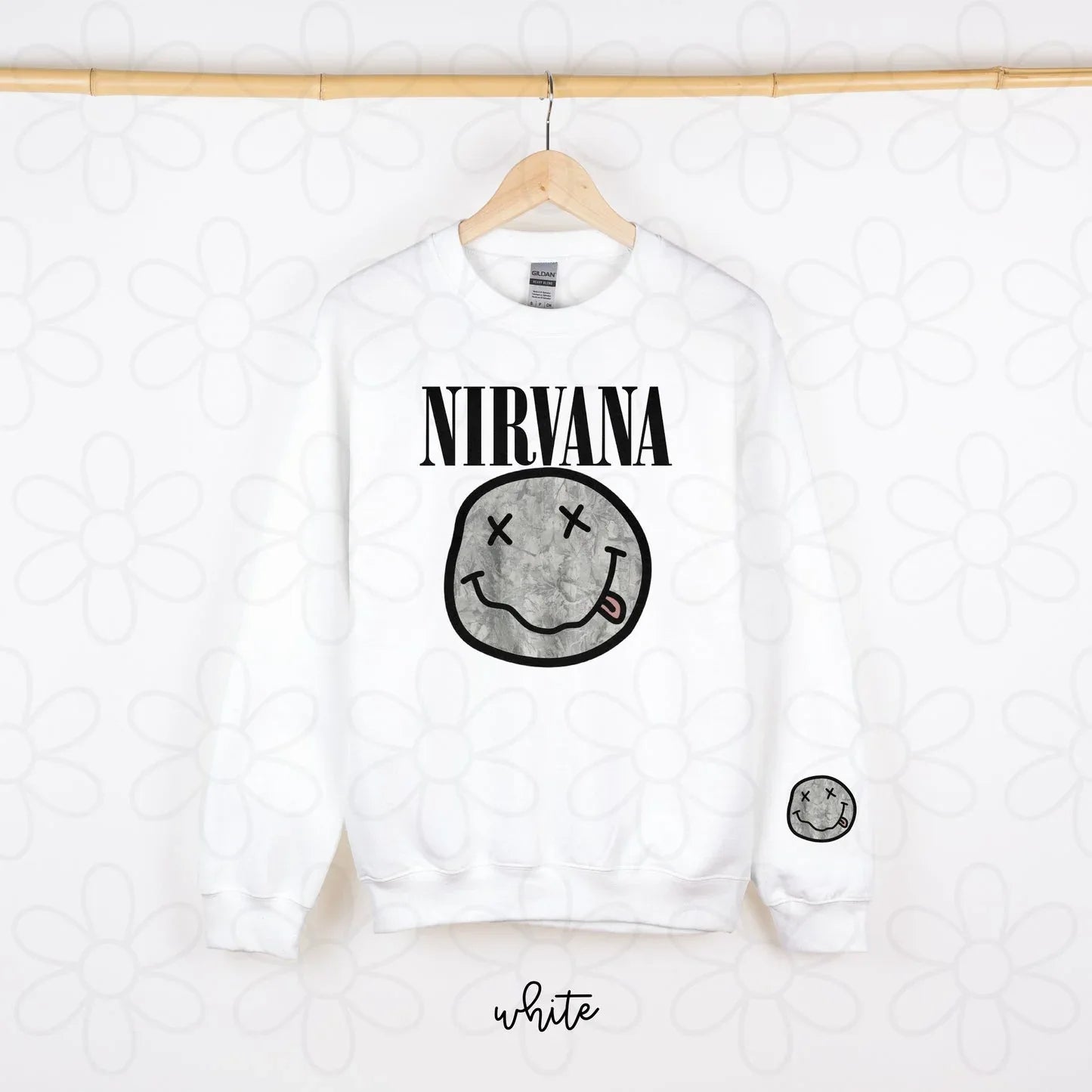 Nirvana Grey Smiley Tee - The Hippie Nest Boutique